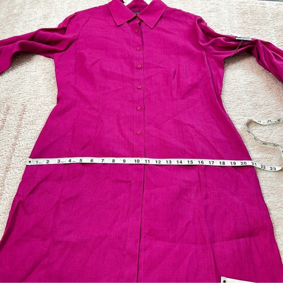 NWT Classiques Entier Fuchsia Long Line Shirt Tunic Size Medium 100% Linen - Picture 8 of 14